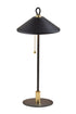 20" Black and Gold Metal Two Light Candlestick LED Table Lamp With Black Cone Shade