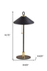 20" Black and Gold Metal Two Light Candlestick LED Table Lamp With Black Cone Shade