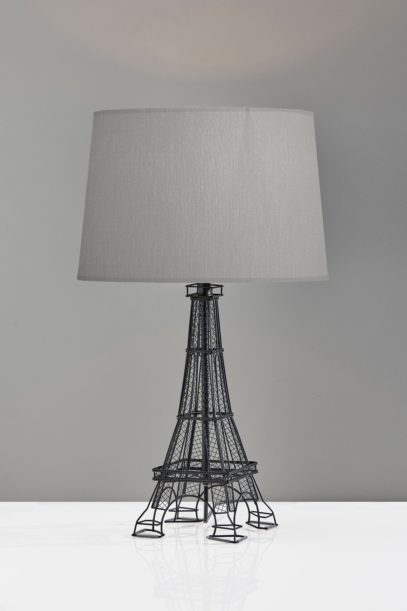 25" Black Acrylic Paris Desk Table Lamp With White Drum Shade