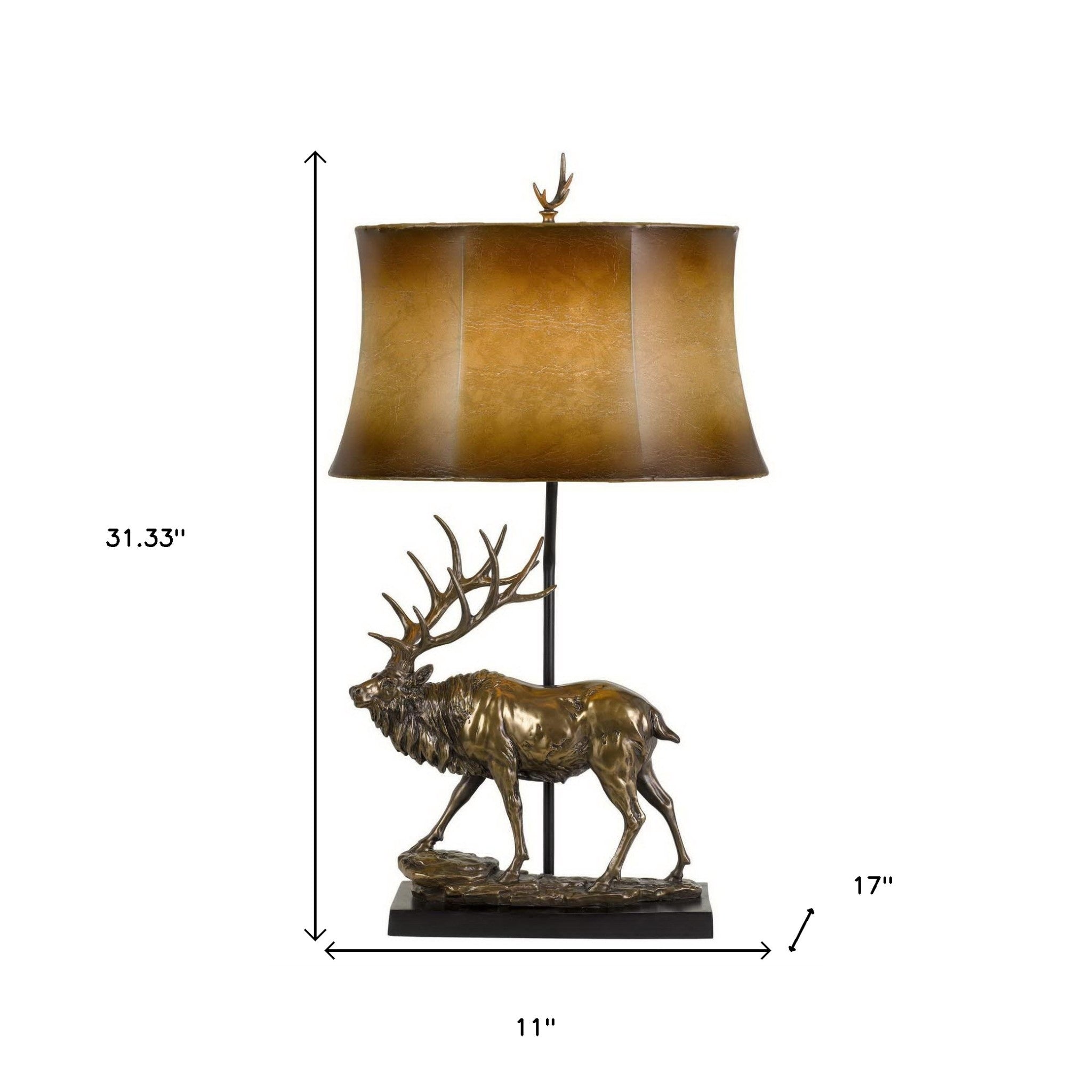 31" Bronze Table Lamp With Brown Bell Shade