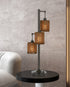 38" Bronze Metal Three Light Desk Table Lamp With Bronze Drum Shade