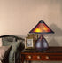 17" Rust Metal Two Light Table Lamp With Amber Empire Shade