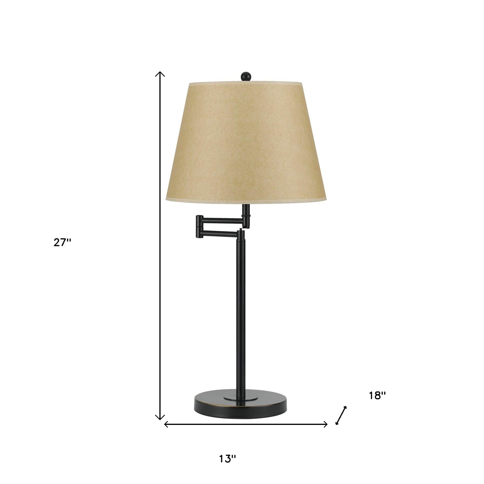 27" Bronze Metal Table Lamp With Tan Empire Shade