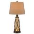 30" Brown Metal Two Light Table Lamp With Brown Empire Shade