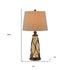 30" Brown Metal Two Light Table Lamp With Brown Empire Shade