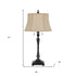 31" Bronze Metal Two Light Table Lamp With Beige Empire Shade