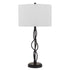 30" Bronze Metal Table Lamp With Off White Drum Shade