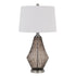 31" Gray Metal Table Lamp With Off White Empire Shade