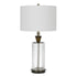 30" Clear Metal Table Lamp With White Empire Shade