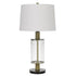 31" Clear Metal Table Lamp With White Empire Shade