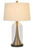 29" Clear Metal Table Lamp With White Empire Shade