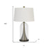 29" Clear Metal Table Lamp With White Empire Shade