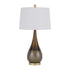 30" Taupe Metal Table Lamp With White Empire Shade