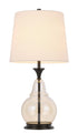 28" Clear Metal Table Lamp With White Empire Shade