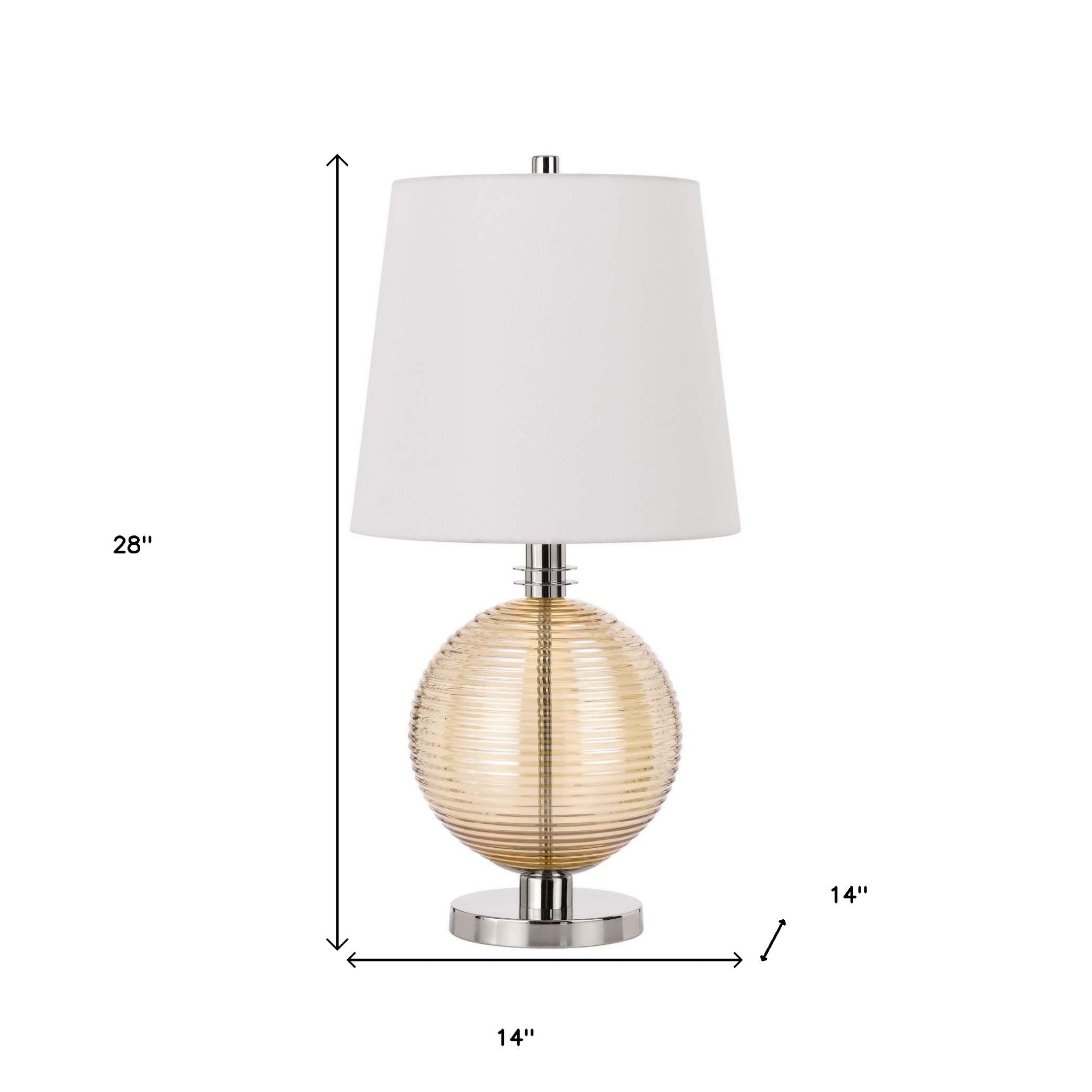 28" Nickel Metal Table Lamp With White Empire Shade