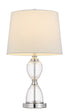 24" Clear Metal Table Lamp With White Empire Shade