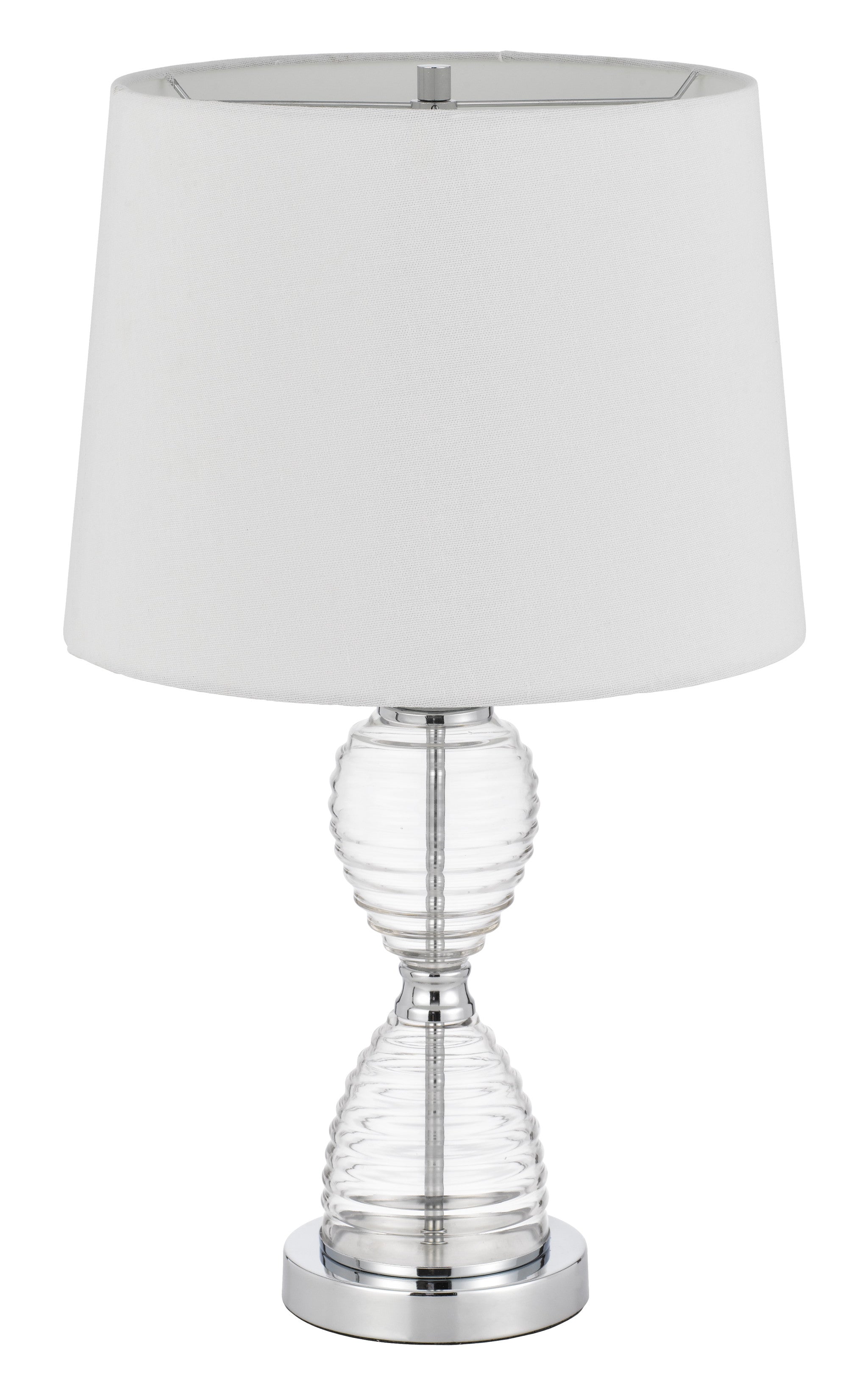 24" Clear Metal Table Lamp With White Empire Shade