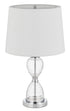 24" Clear Metal Table Lamp With White Empire Shade