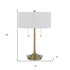 20" Antiqued Brass Metal Two Light Table Lamp With White Drum Shade