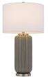 29" Taupe Metal Table Lamp With White Drum Shade