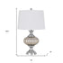 27" Silver Metallic Metal Table Lamp With White Empire Shade