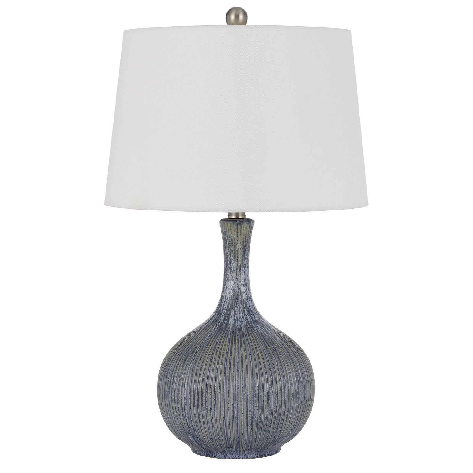 25" Stone Ceramic Table Lamp With White Empire Shade