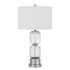 28" Nickel Metal Table Lamp With White Drum Shade