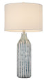 30" Aqua and Gray Glass Table Lamp With White Drum Shade