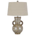 26" Bronze Ceramic Table Lamp With Brown Empire Shade