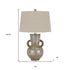 26" Bronze Ceramic Table Lamp With Brown Empire Shade