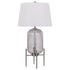 33" Nickel Glass Table Lamp With White Empire Shade