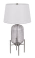 33" Nickel Glass Table Lamp With White Empire Shade