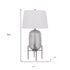 33" Nickel Glass Table Lamp With White Empire Shade