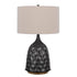 29" Gray Metal Table Lamp With Brown Drum Shade