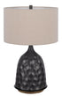 29" Gray Metal Table Lamp With Brown Drum Shade