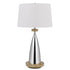 31" Silver Metallic Metal Usb Table Lamp With White Empire Shade