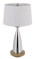 31" Silver Metallic Metal Usb Table Lamp With White Empire Shade