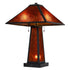 24" Burnt Orange Metal Two Light Table Lamp With Amber Square Shade