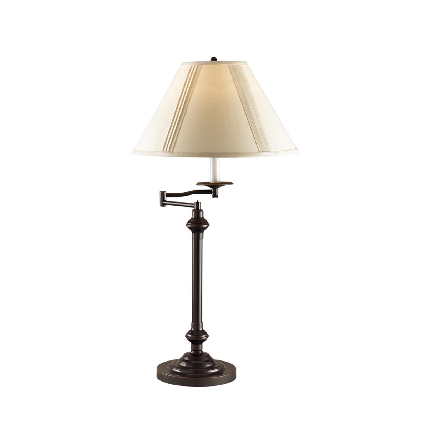 30" Bronze Metal Table Lamp With Off White Empire Shade