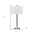 30" Nickel Metal Usb Table Lamp With White Drum Shade