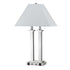 26" Nickel Metal Two Light Desk Usb Table Lamp With White Novelty Shade