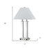 26" Nickel Metal Two Light Desk Usb Table Lamp With White Novelty Shade