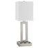 24" Nickel Metal Desk Usb Table Lamp With White Drum Shade