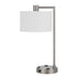 22" Nickel Metal Desk Usb Table Lamp With White Drum Shade