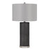 27" Black Metal Table Lamp With Gray Drum Shade