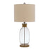 26" Clear Table Lamp With Brown Drum Shade