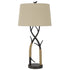 32" Charcoal Metal Table Lamp With Tan Empire Shade