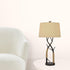 32" Charcoal Metal Table Lamp With Tan Empire Shade