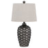 25" Silver Metallic Table Lamp With Gray Empire Shade