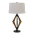 30" Black Metal Table Lamp With Brown Empire Shade